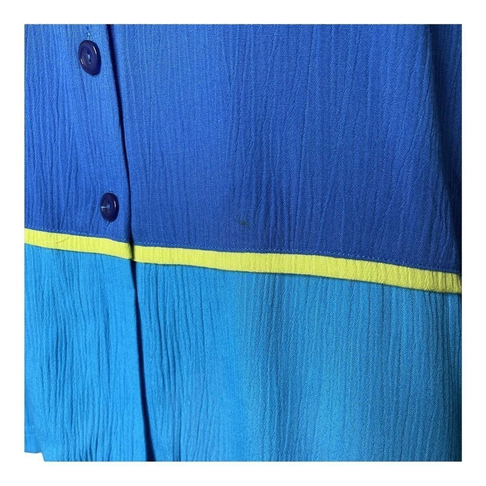 Diane Von Furstenberg Color Authority Crinkle Tunic Top Size L Colorblock Blue