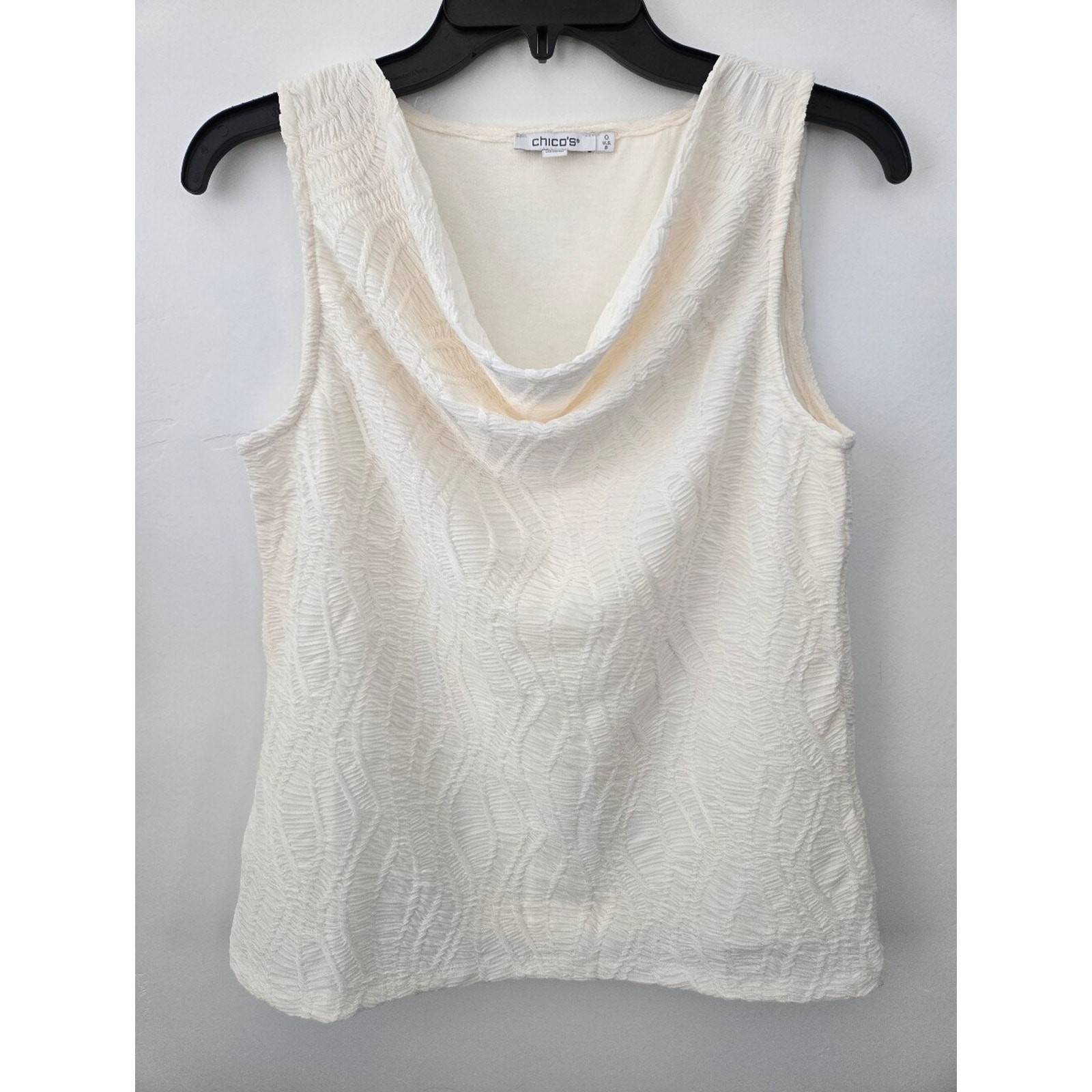 Chico’s Cowl-Neck Tank. Super soft jacquard-knit fabric. Ivory. Small