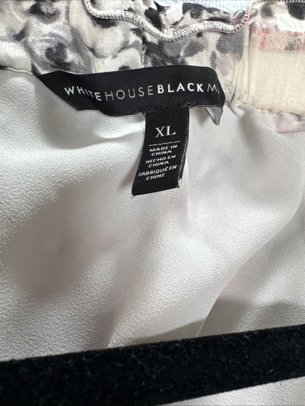 White House Black Market Velvet Floral Off Shoulder Chiffon Blouse Womens XL