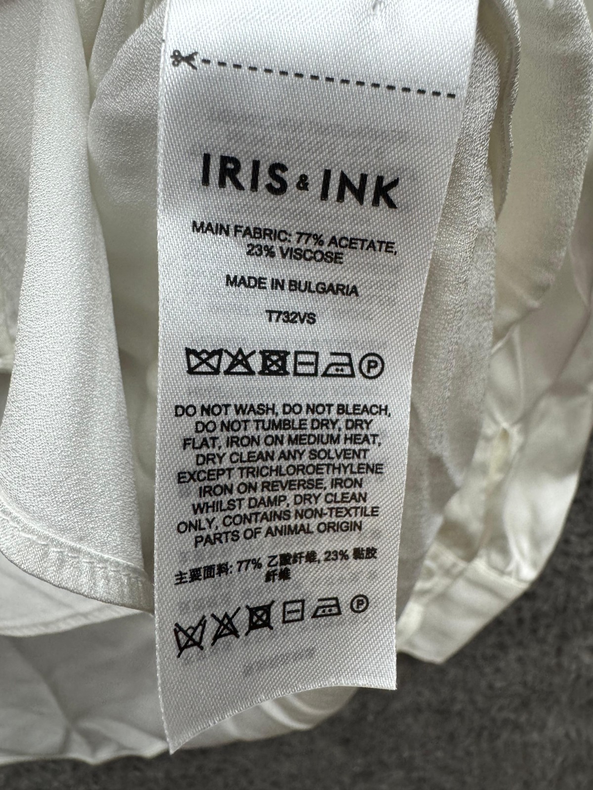 Iris & Ink T732VS Bulgaria Button-Down Long Sleeve Blouse Ivory Womens Size 12