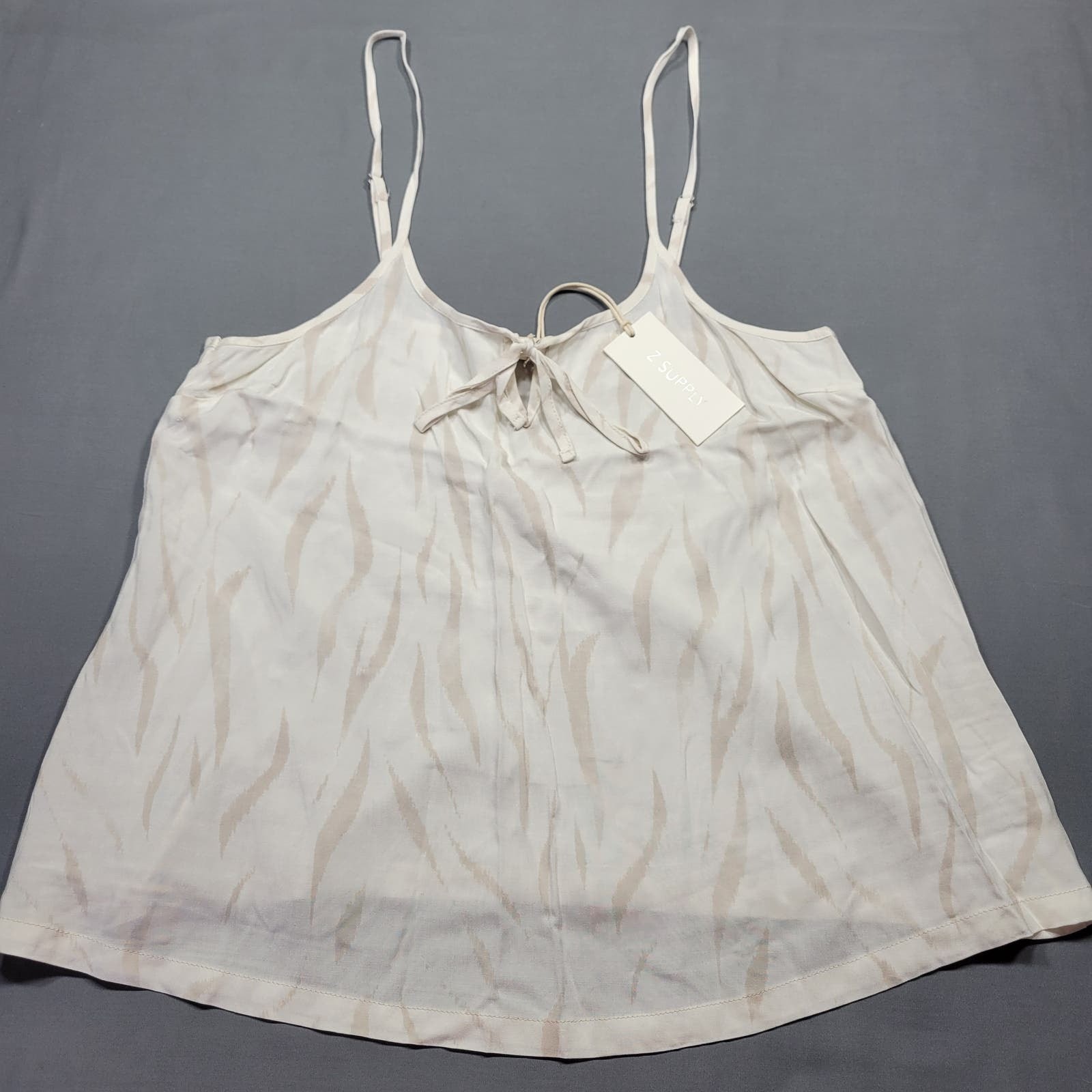 Z Supply Cream Tan Tank NEW $49 Zebra Swing Crop Top Lightweight Sheer Womens XS