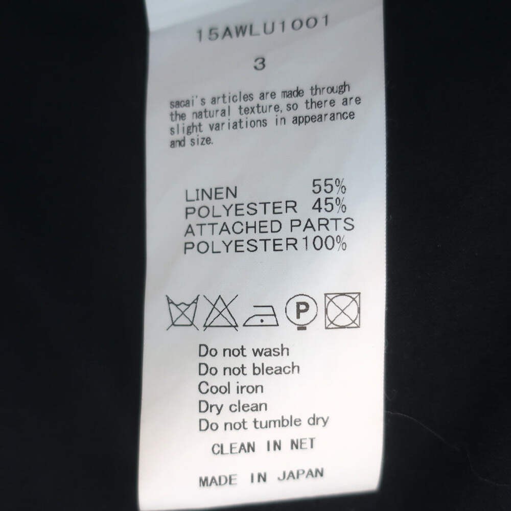 Sacai Luck Heart Print Tiered-Back Tee Black Linen Blend Size 3 Cap Sleeve Top