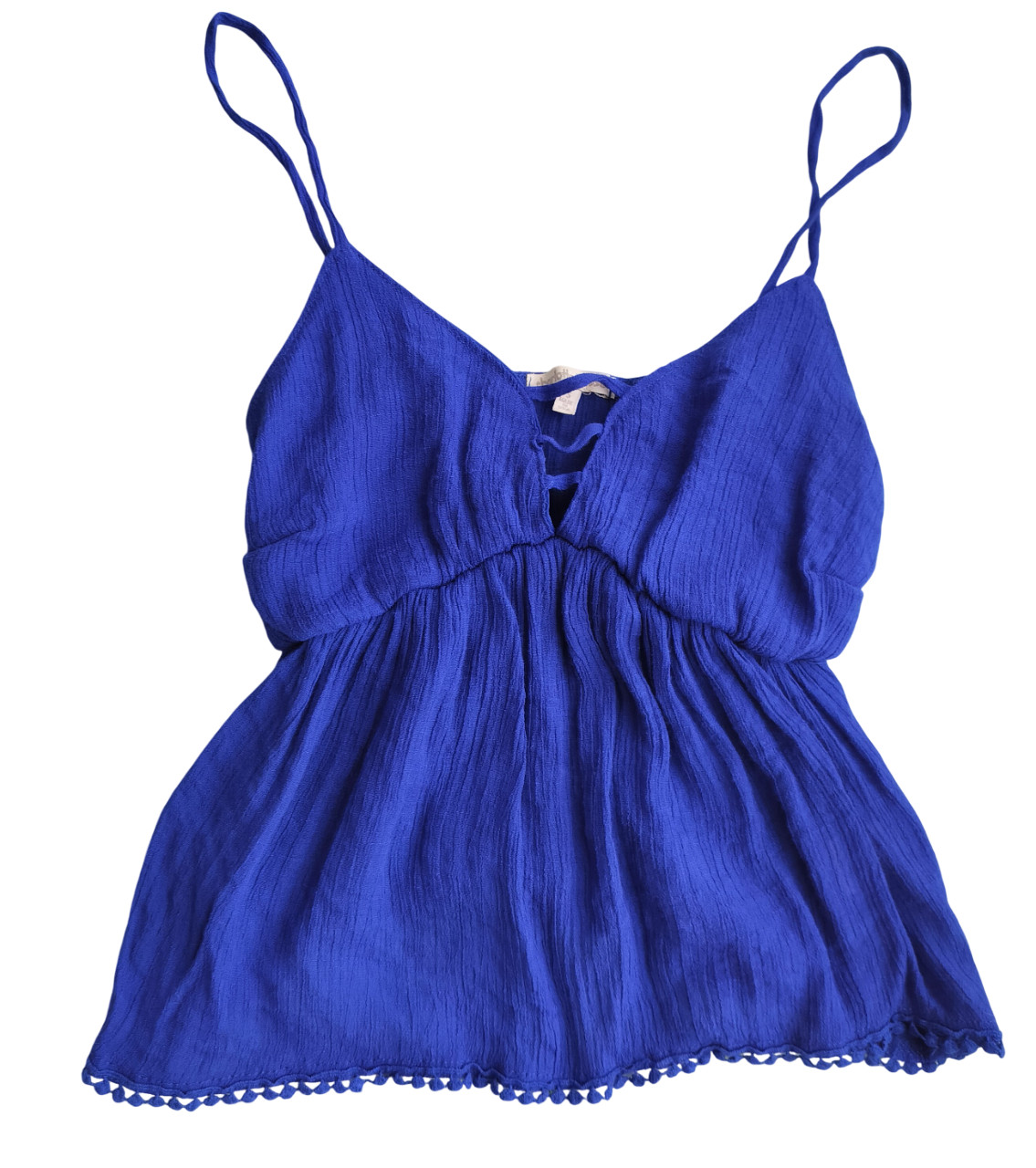 charlotte russe Tank Top Junior Size Small Blue Elastic Waist Thin Strap Y2K
