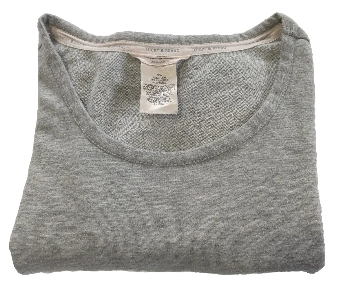 Lucky Brand Women’s Medium Shirt Blouse Solid Gray Blended Fabric Folded Sleeve