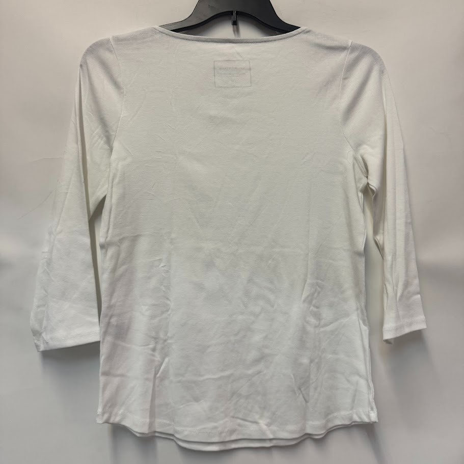 Charter Club Womens M Bright White Button Detailing Boat Neck Top NWT AI27