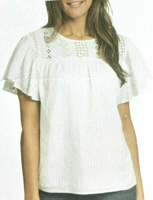 Ella Moss Women’s Eyelet Ruffle Sleeves Keyhole Blouse