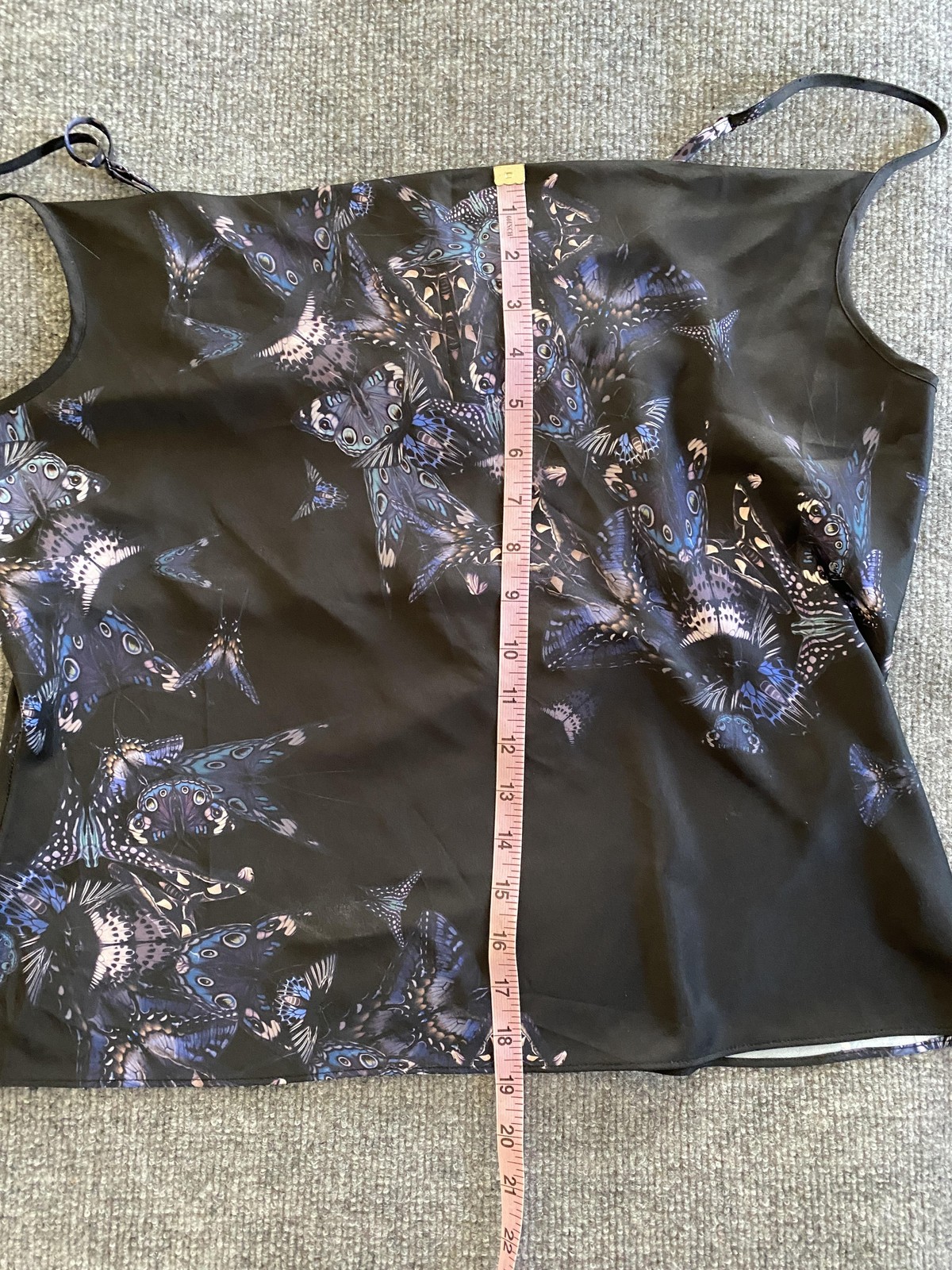 AllSaints Top Womens 10 Black Butterfly Print Hadley Diana Adjustable Strap Tank