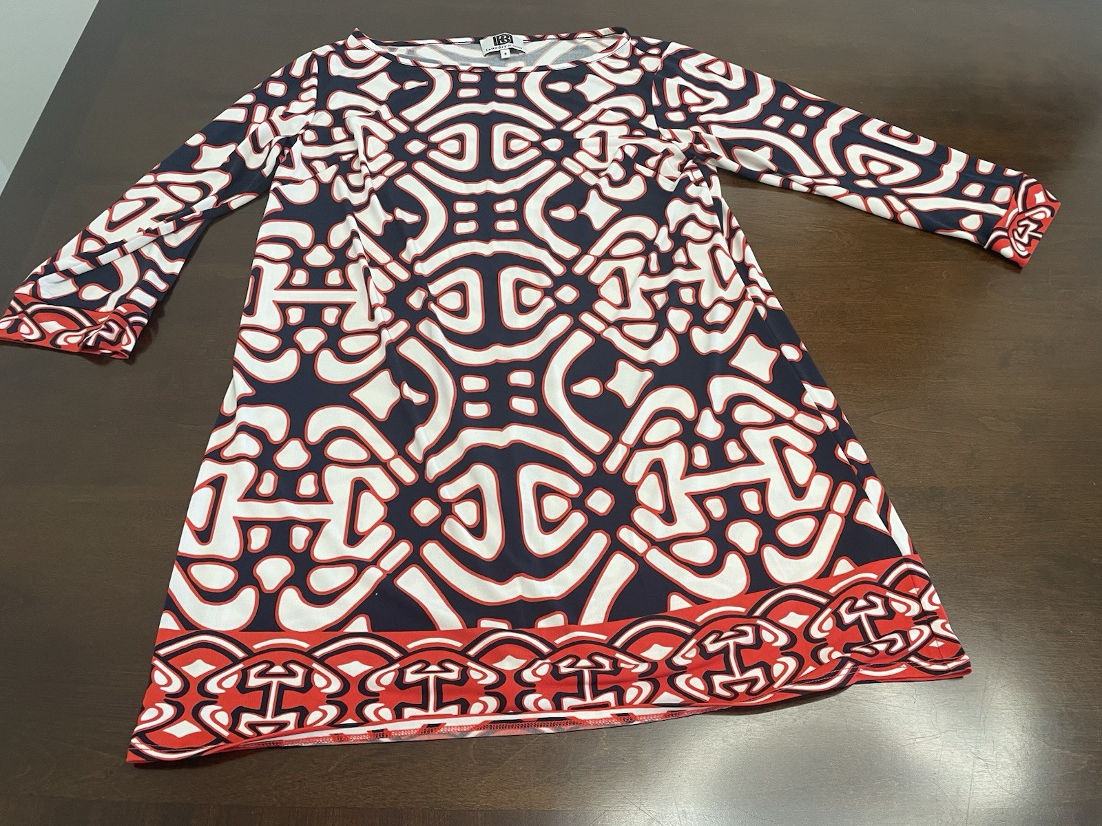 LAUNDRY by Design Sz. 8 Geometric MultiColored Stretch Tunic Top/Shift Classic