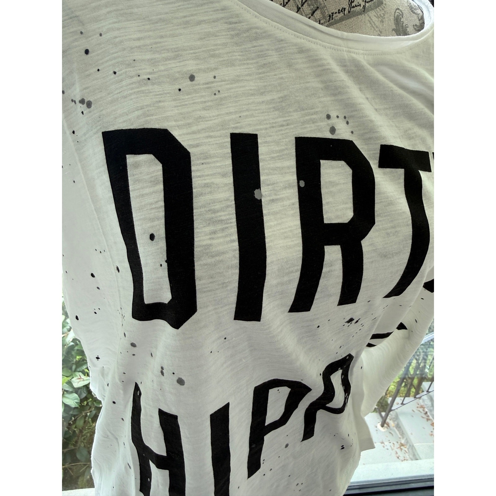 Jaded Gypsy Dirty Hippie T Shirt Tee Weathered White Cotton NWT paint Splatters