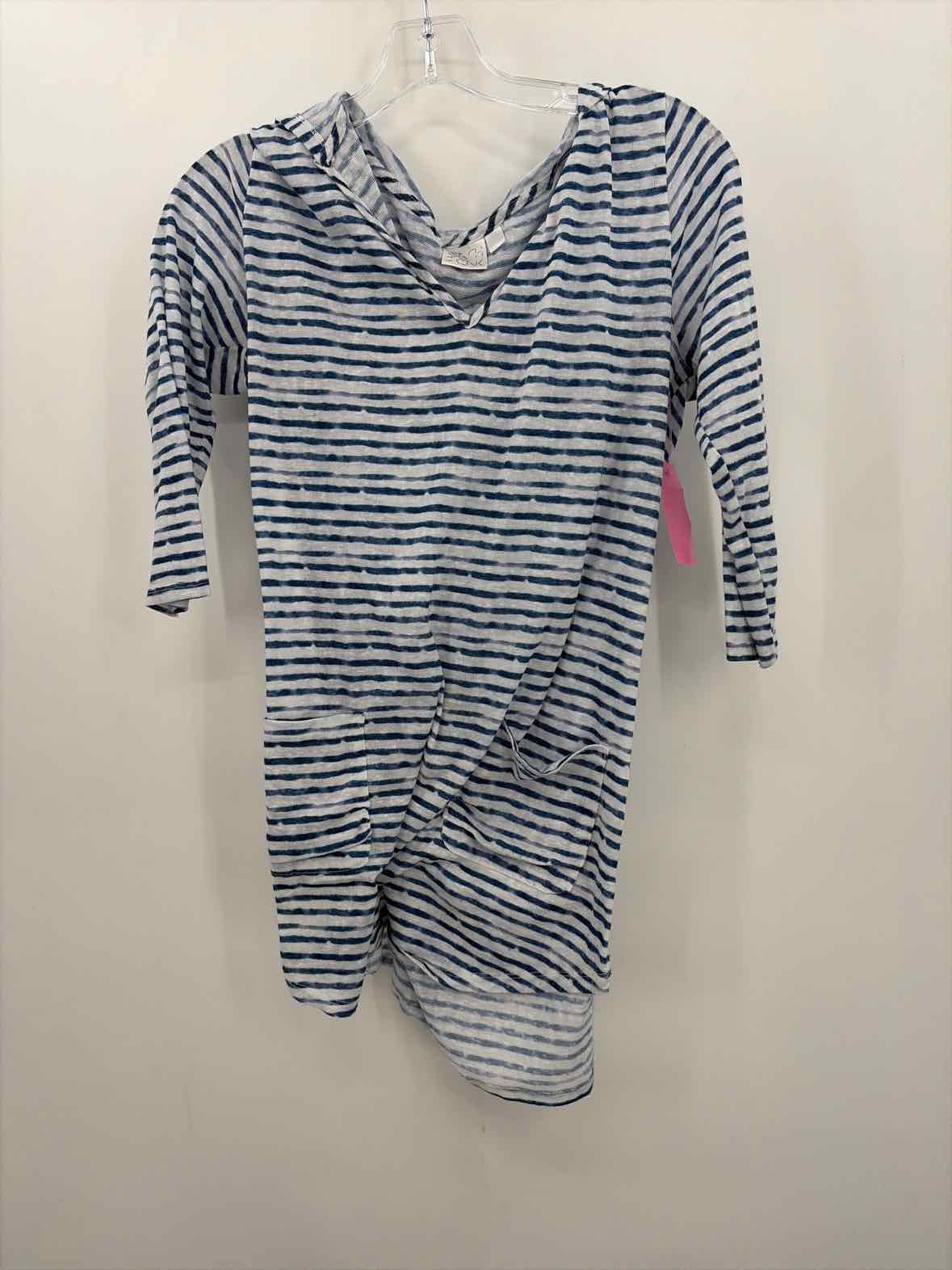 Pre-Owned Beach Break Blue Size Medium Hooded Long Sleeve Blouse