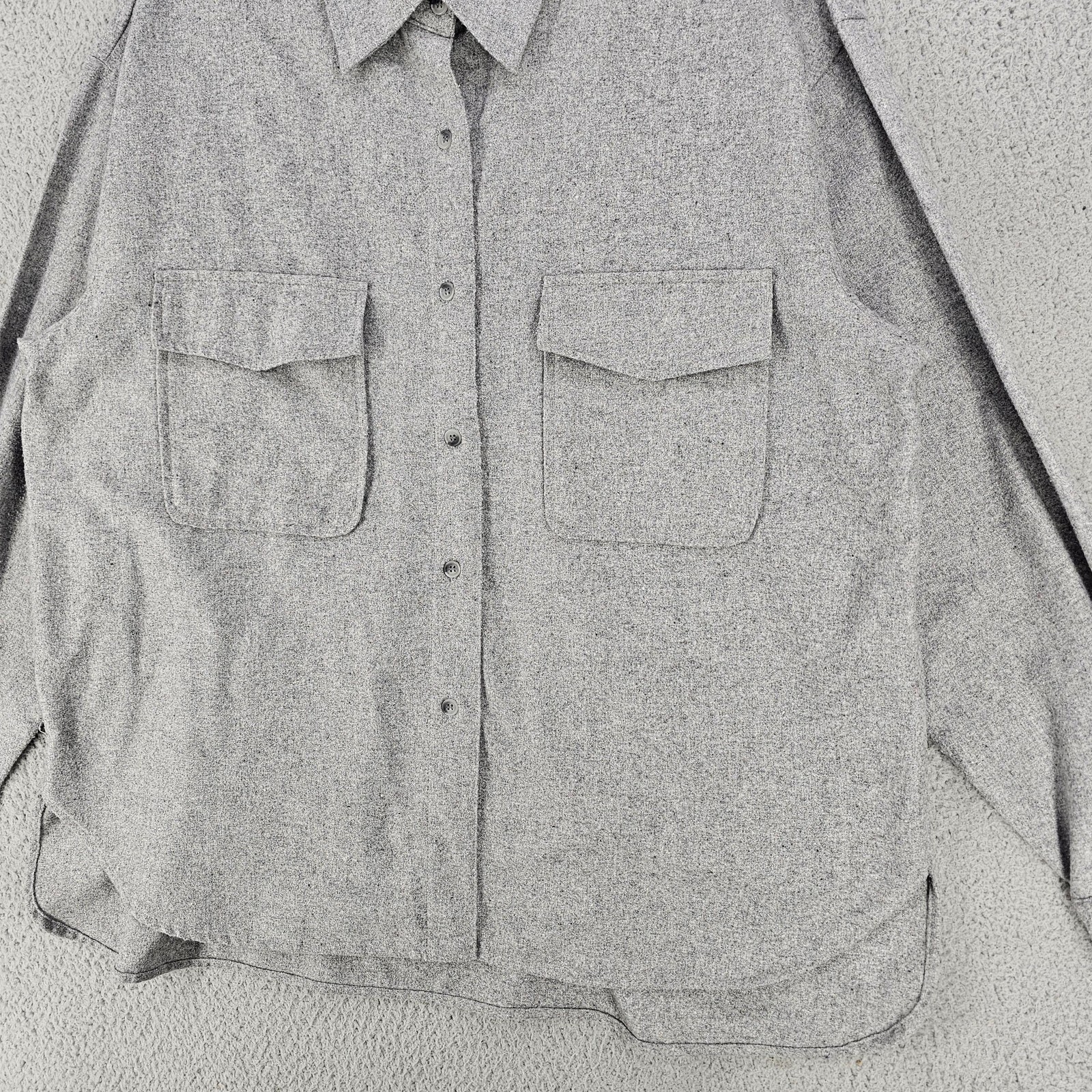 Frankie Shop Shirt Womens M/L Gray Wool Blend Flannel Button Up Oversized