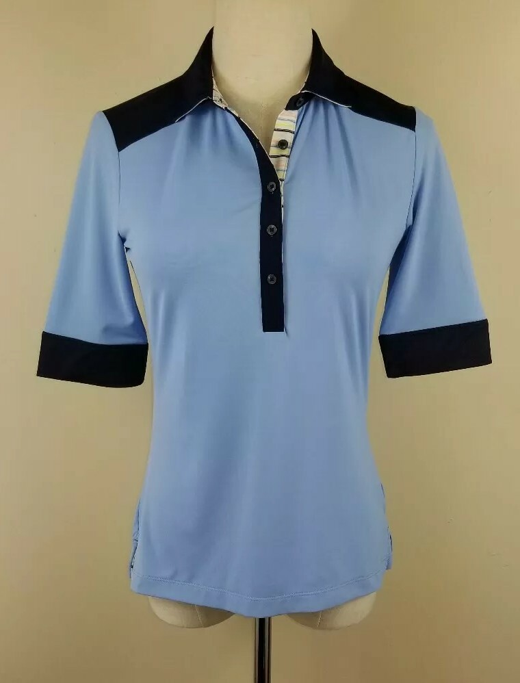 FAIRWAY & GREENE Golf Polo Shirt, Womens Sz XS, Blue, Multi, Short Sleeves, NEW