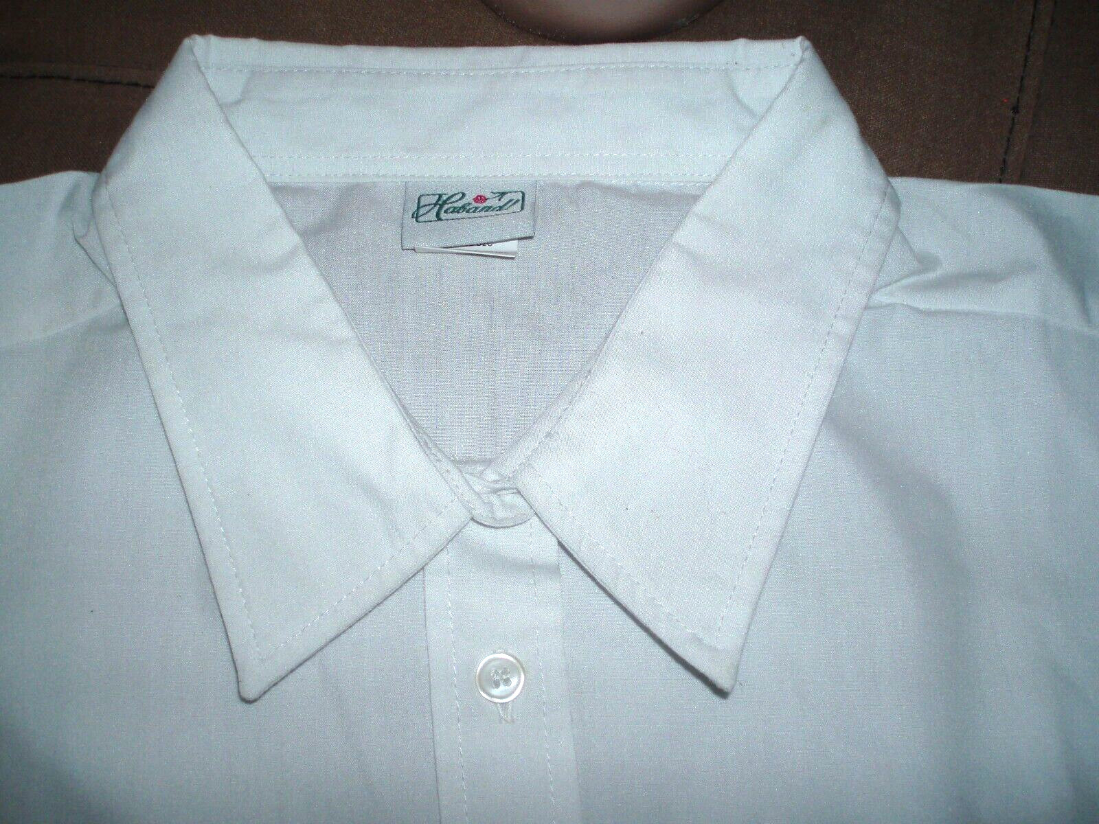 White blouse shirt, L, button front, none wrinkle, collar, short sleeve, Haband