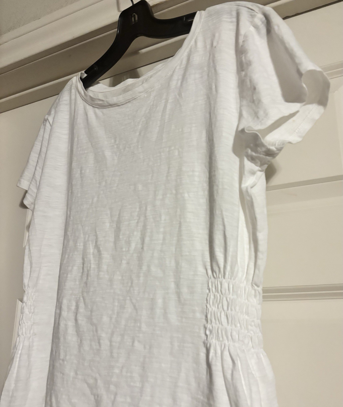 NWT Loft Coastal Preppy Scandi Minimal Old Money Shirred Quiet Luxury Size M