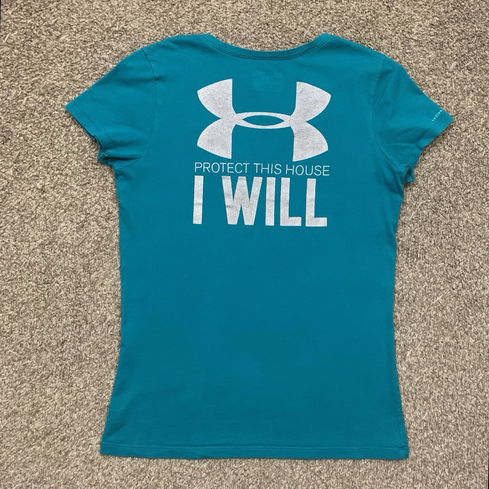 Under Armour Shirt Women Medium Blue Casual Heat Gear Lightweight Gym Ladies Top