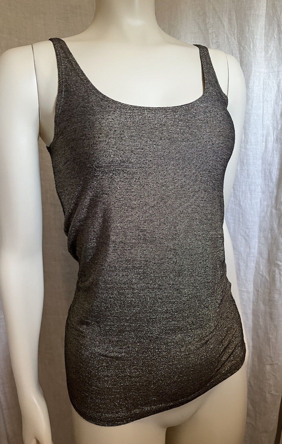 Vintage Y2K Black Gold Camisole Tank Metallic Glam Goth Fairy Grunge Top Med USA