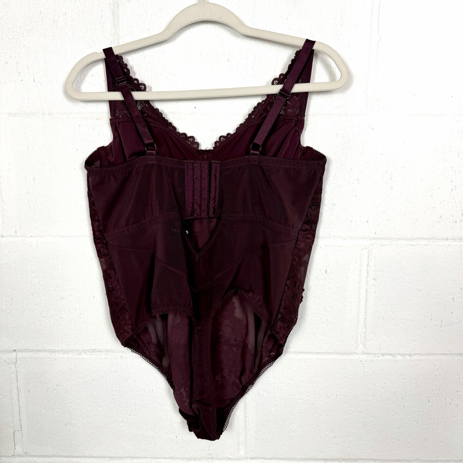 Torrid NWT Lingerie Bodysuit SZ L Wine Underwire Mesh Lace Sexy Wedding Night