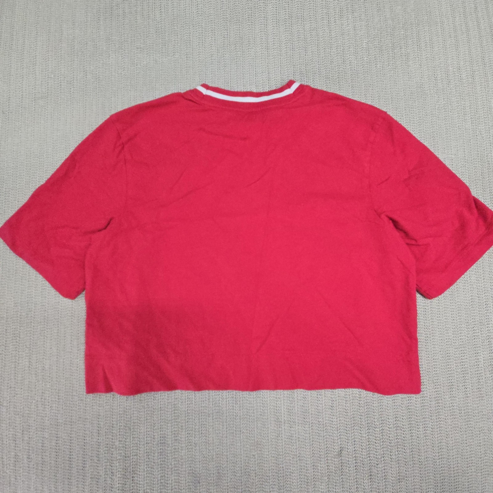 Adidas Shirt Womens Medium Red Trefoil Logo Cropped Graphic Tee Sports Hip Hop