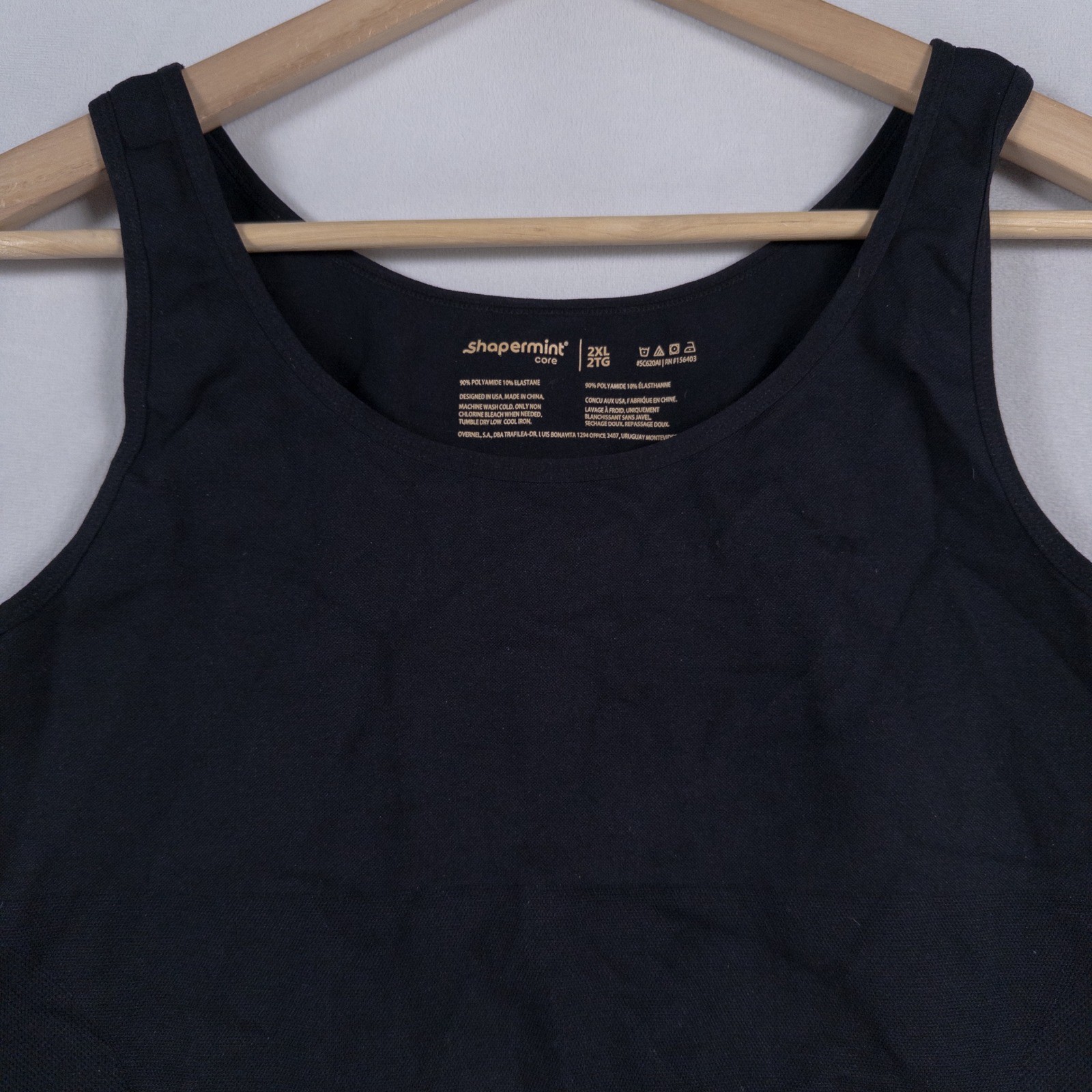 Shapermint Core Compression Tank Top Womens 2XL Black Stretch Seamless Shapewear