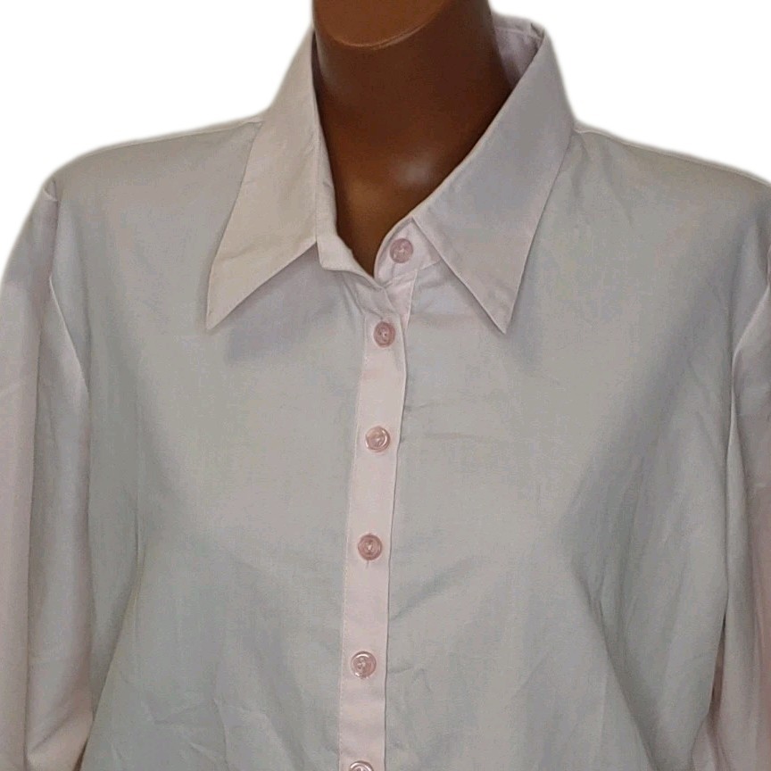 Zina Beverly Hills Lagenlook Tunic Dress Shirt Large Pink Button Baggy Feminine