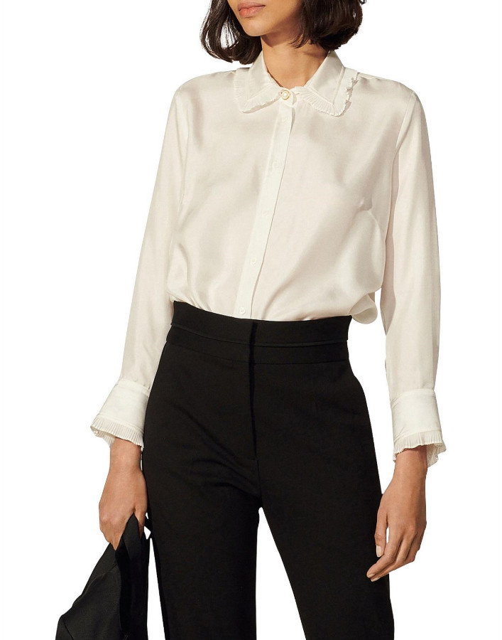 Sandro blouse ecru silk size 40FR women’s shirt silk blouse SFPCM00010 12UK 8US