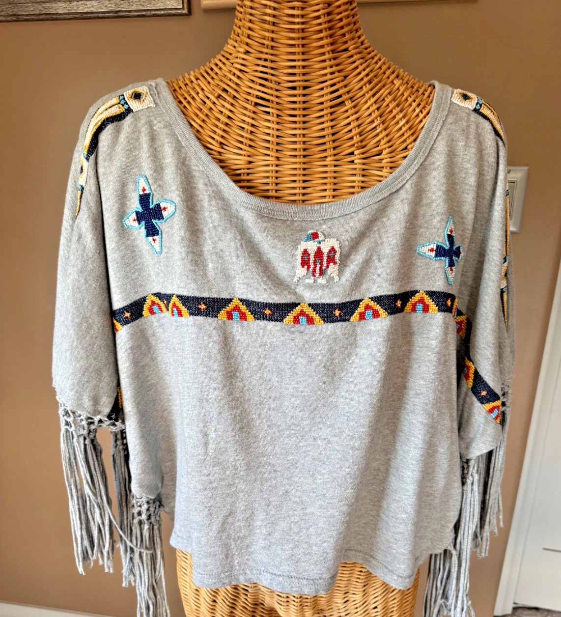 Ralph Lauren Vintage Beaded Fringe Top- Size M