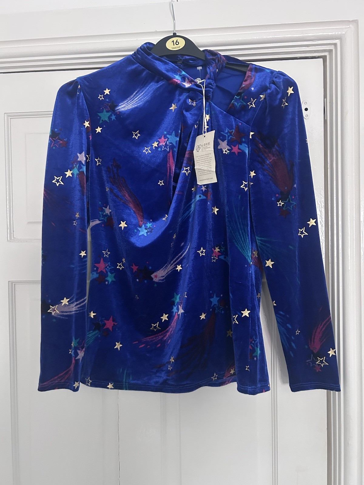 Monsoon “Ginny” Celestial Shooting Star Print Cobalt Blue New With Tags Size M