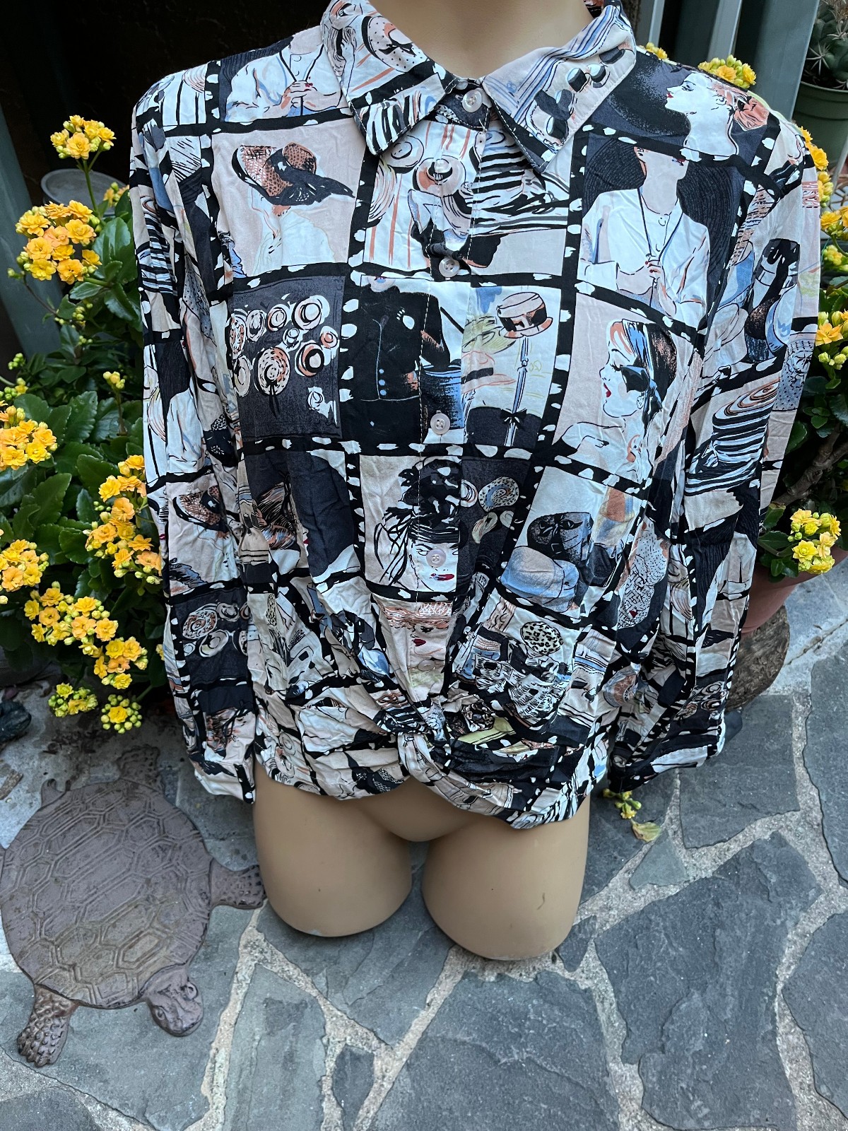 Milk & Honey Fashion Design Long Sleeve Button Blouse w/Twist Bottom Women’s XL