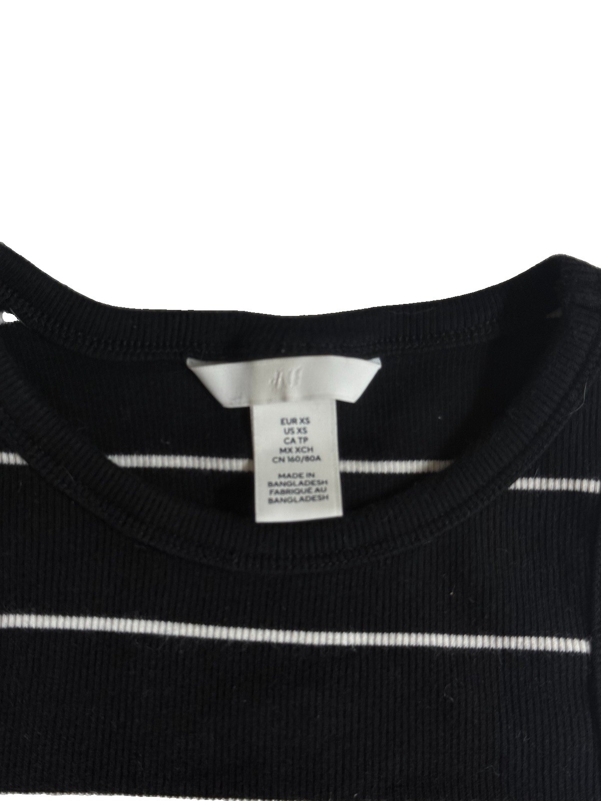 H&M Women’s Black White Striped Knit Crew Neck Sleeveless Tank Top XS Regular