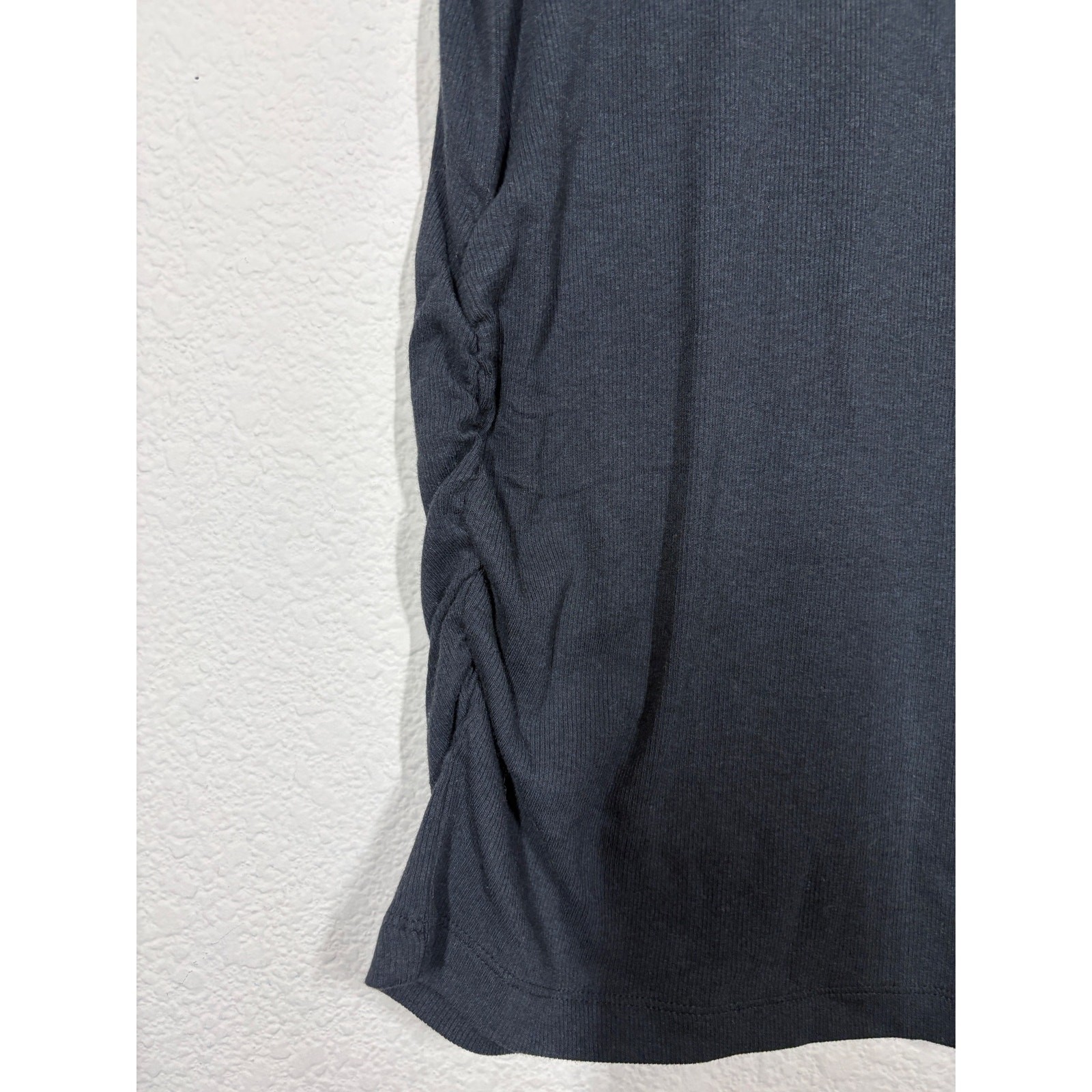 Quince Medium Bamboo Rib Maternity Scoop Neck Tank Bold Black Cotton Blend