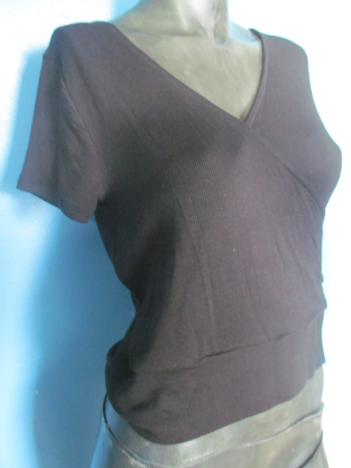 Women’s GAP Short Sleeve Crop Wrap Top Shirt Black Petite M