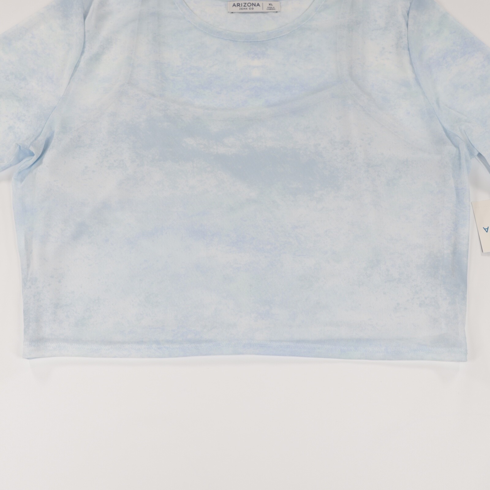 Arizona Jean Co Women’s Short Sleeve Mesh Cropped Top Light Blue Size XL