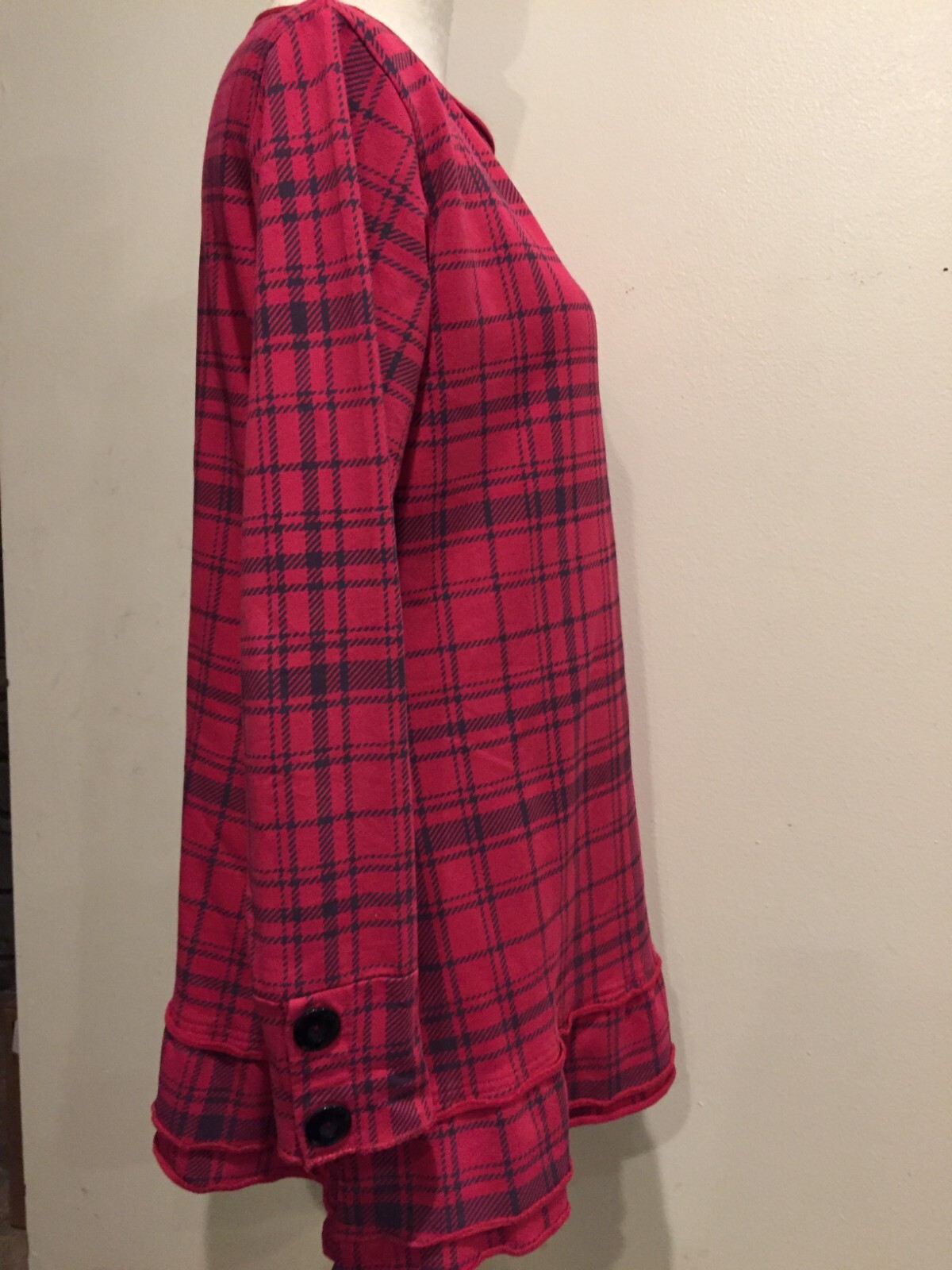 Wild Palms Long Tunic Top, Small, Long sleeves, Ruffles 100% cotton machine wash