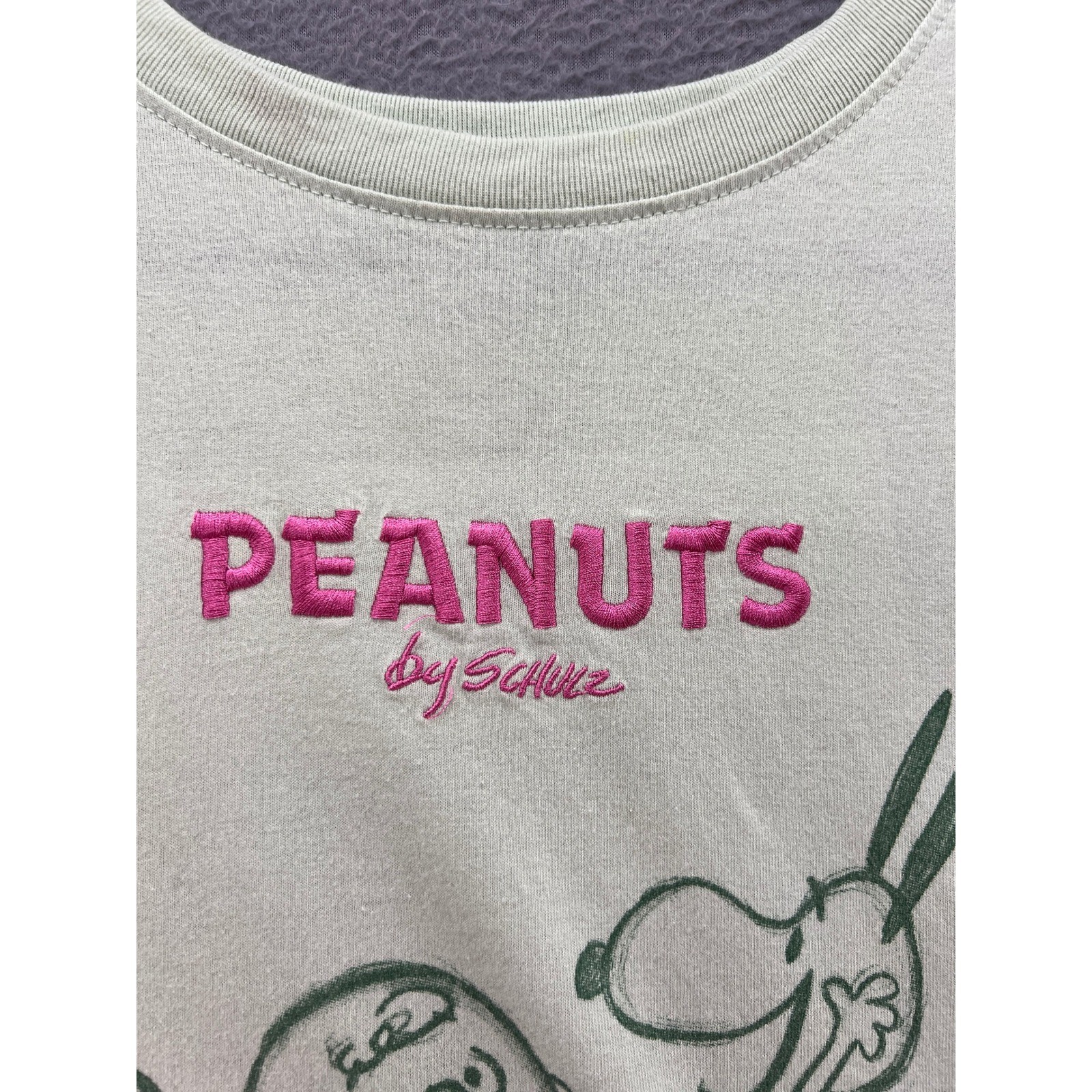 Peanuts Charlie Brown Shirt Womens XL Gang Graphic T-Shirt Green Pink