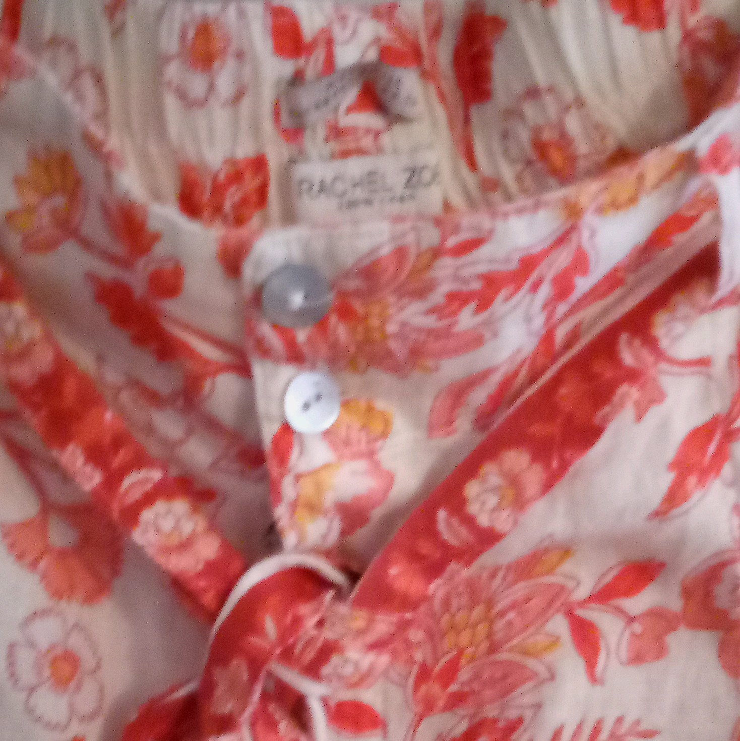 Rachel Zoe Silk Chiffon Floral Tie-shorts Ivory Orange Pink M