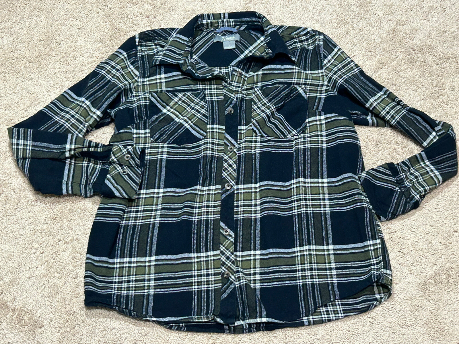 Naturals Womens Shirt Size Medium Multicolor Plaid Classic Casual Comfort Warm