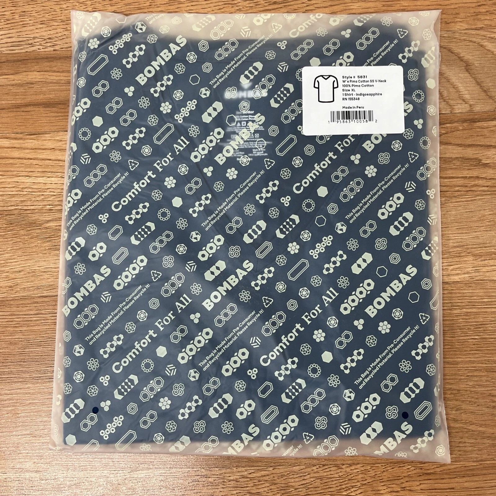 Bombas Bee Better T-shirt Women’s Size XL Pima Cotton V-Neck Indigo Sapphire NEW