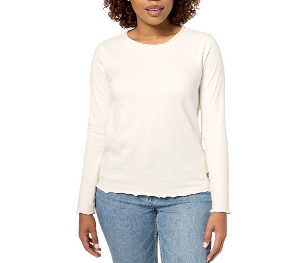 Peace Love World Women’s Ivory Long Sleeves 100% Cotton Top Size Large