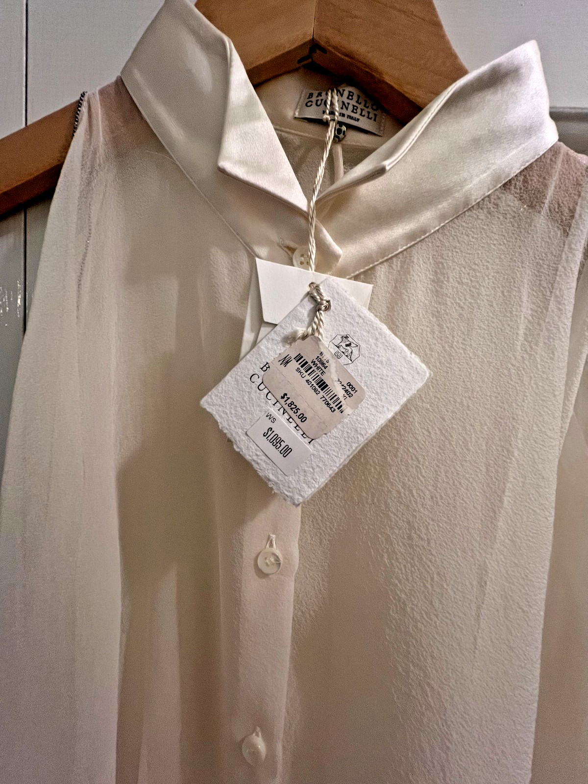NWT Brunello Cucinelli 100% Silk Cold Shoulder Top with Monilli Beading Size XL