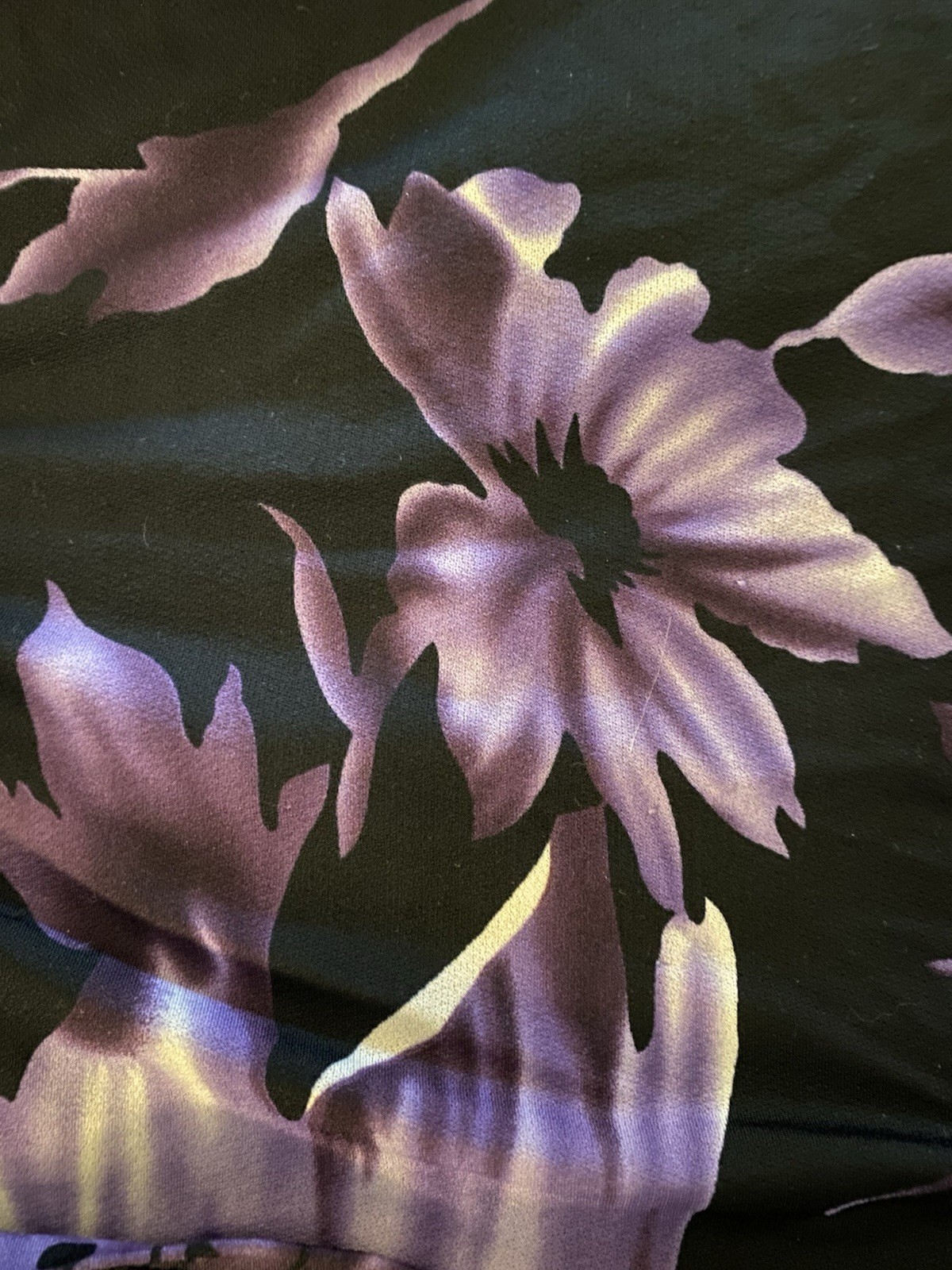 Purple And Black Floral Half Sleeve Soft Stretchy Size XL Top
