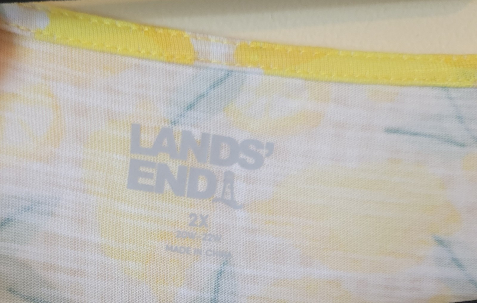NWT Lands End Lemon Blouse 2X Plus Gingham Soft Tencel Smocked Short Sleeve