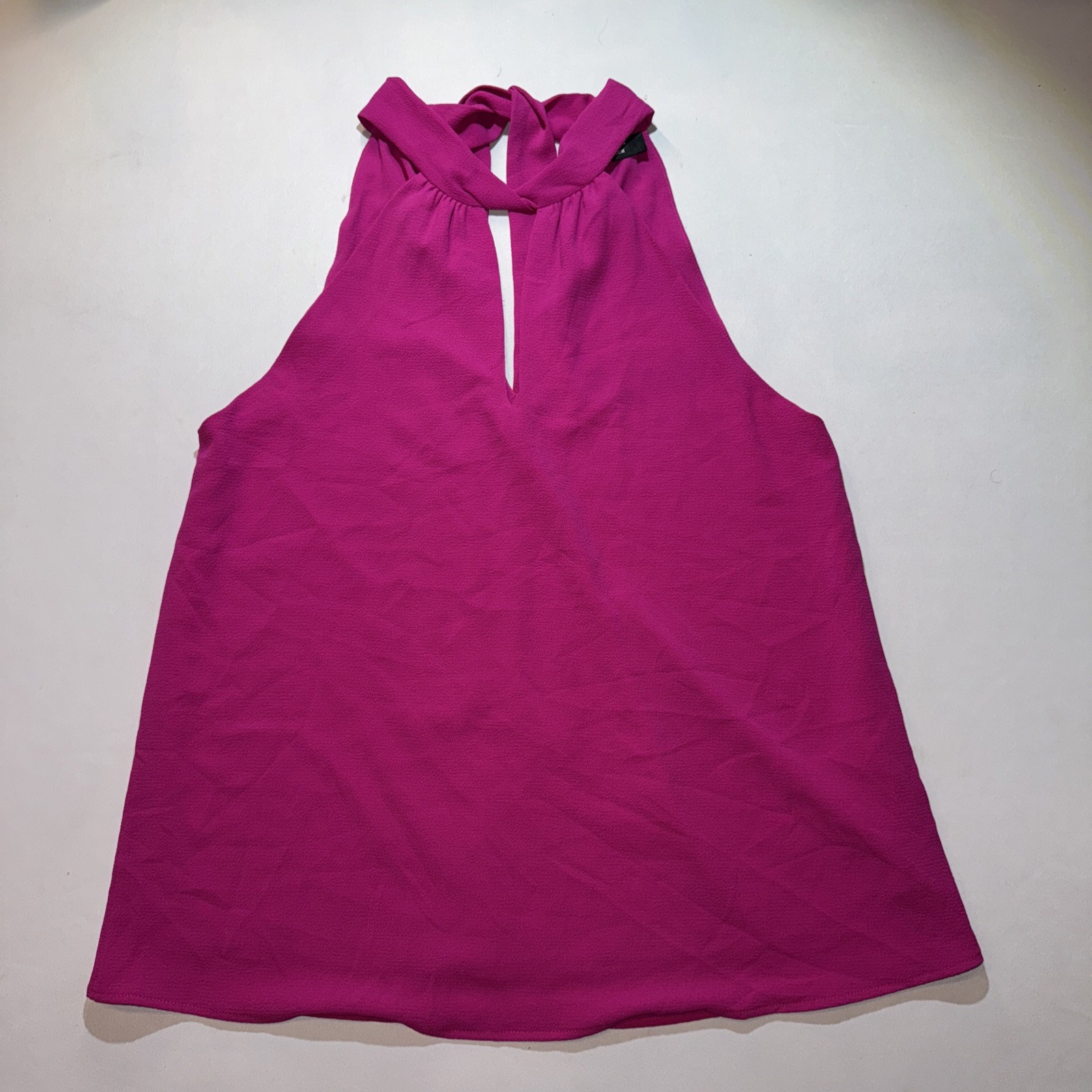 Womens Sz Med Keyhole Neck Tie Detail Top Fuchsia Romantic Workwear Tyche