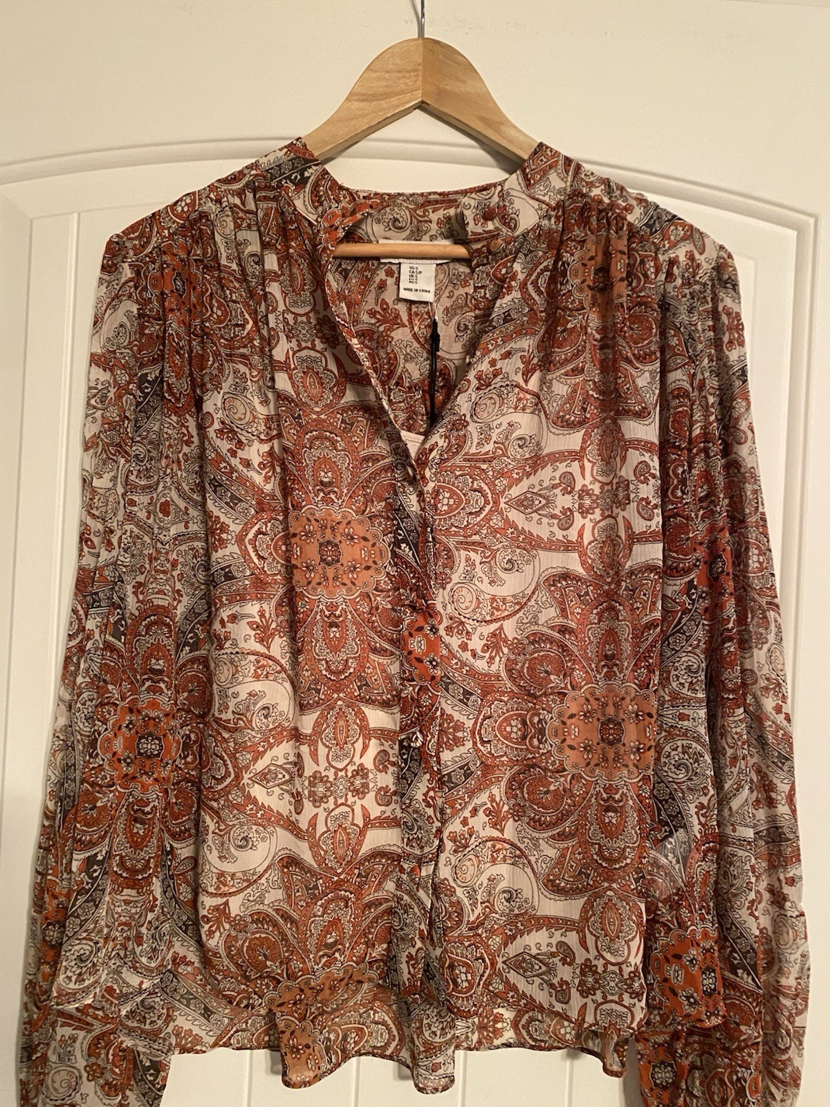 Rachel Zoe Women’s S Long Sleeve Top Cami Blouse Shirt Paisley Floral Print NWT