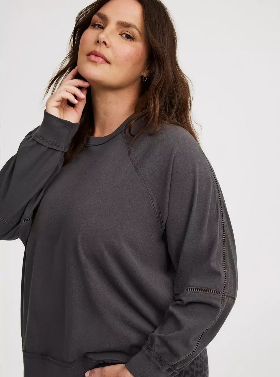 Torrid Plus 1X Long Sleeve Relaxed Dolman Tee Crew Neck Vintage Black NWT