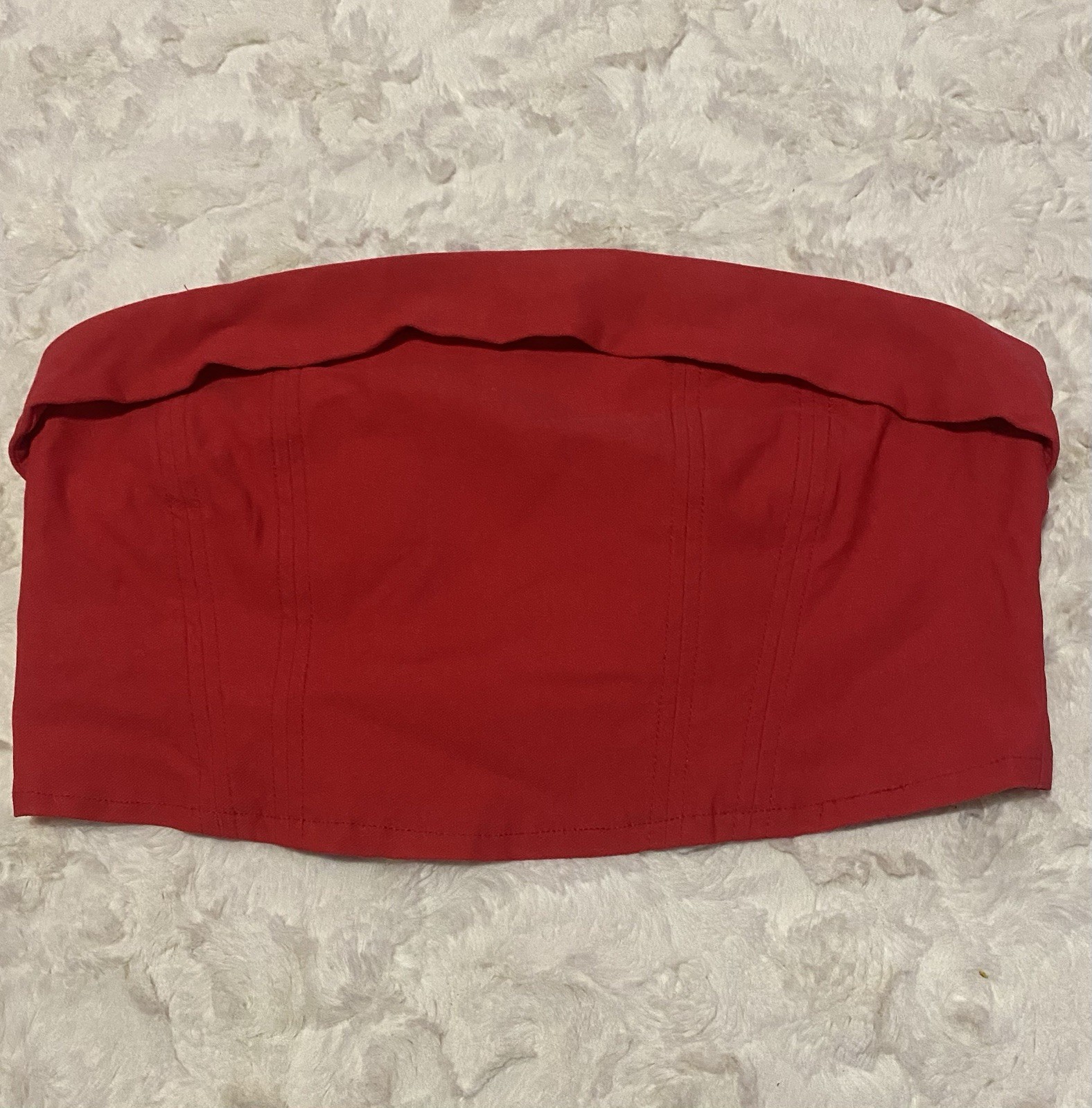 Wild Fable Womens Red Knit Smocked Strapless Bandeau Tube Top Stretch XL
