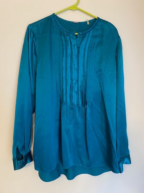 Elie Tahari Solid Blue Blouse Size L