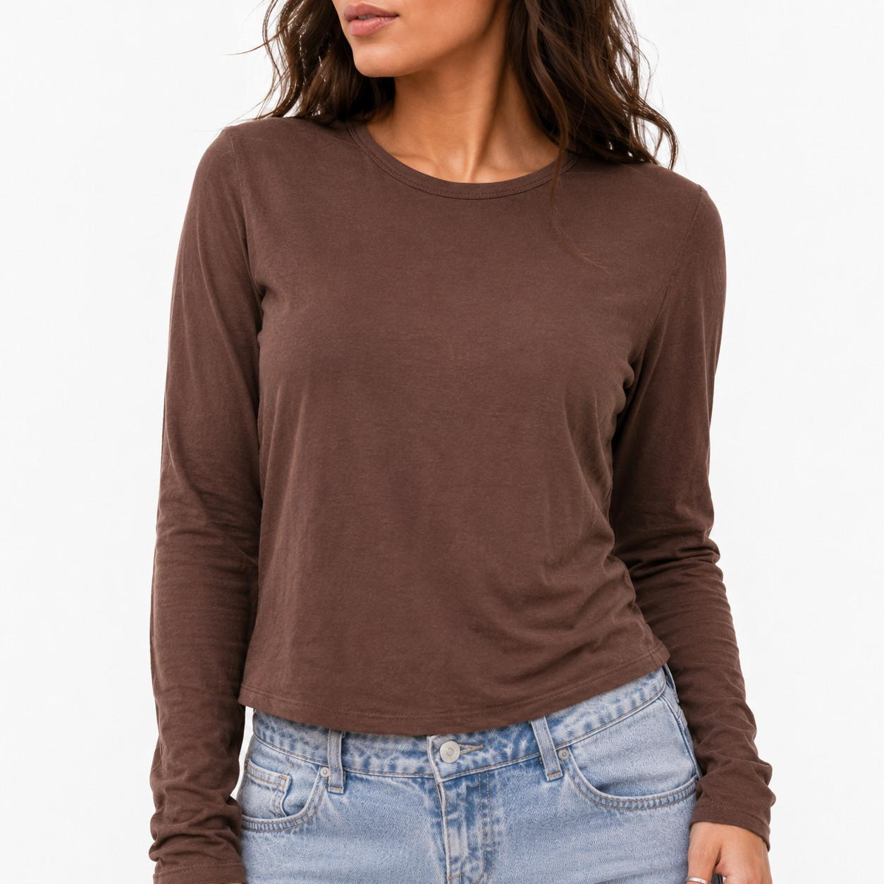 Always You Basic Women’s Casual Top Large Brown T-Shirt Stretch Knit Summer Wear