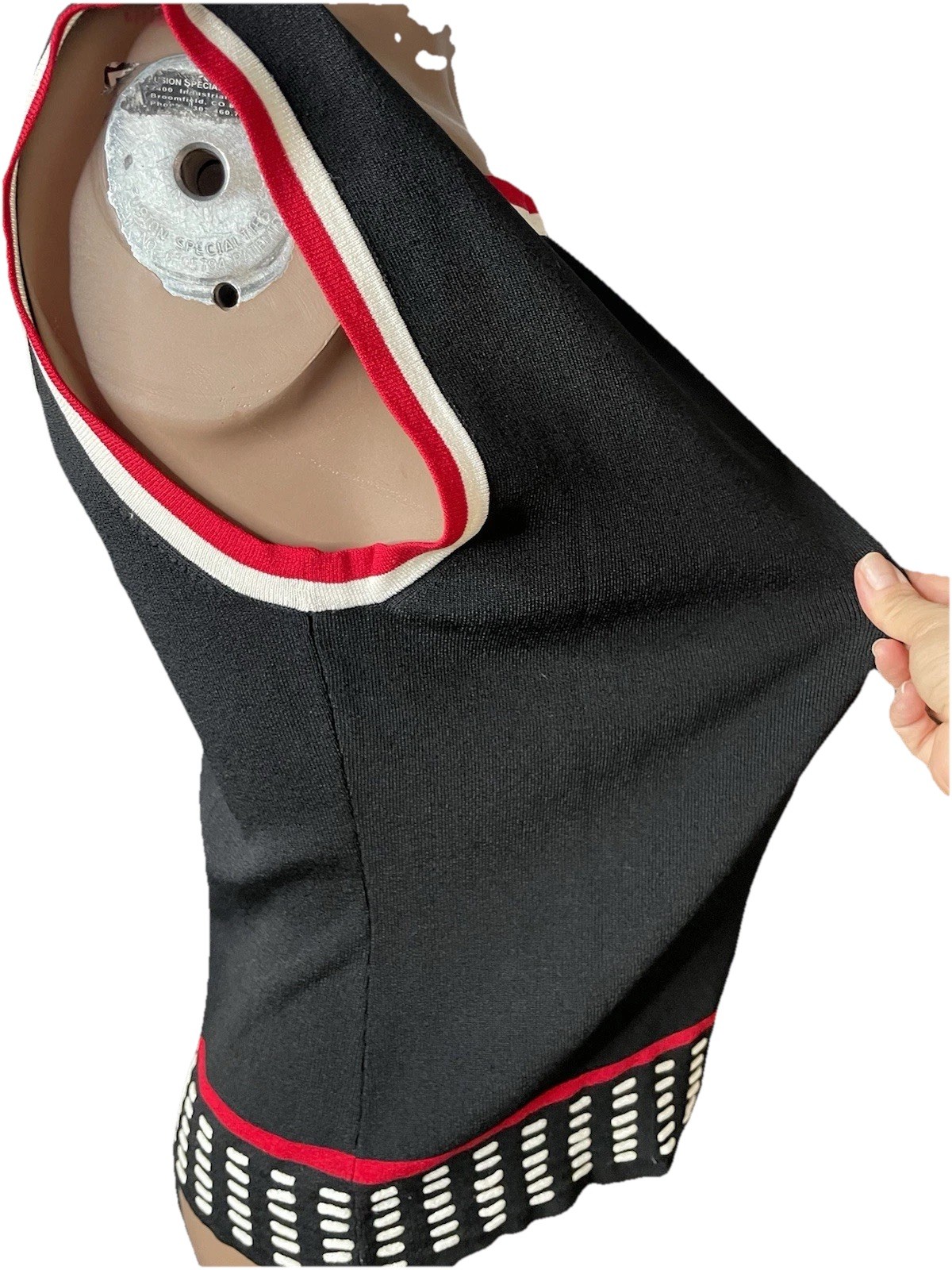 Finity Studio Sleeveless Scoop Neck Tank Top Color Block Black Red White Sz L