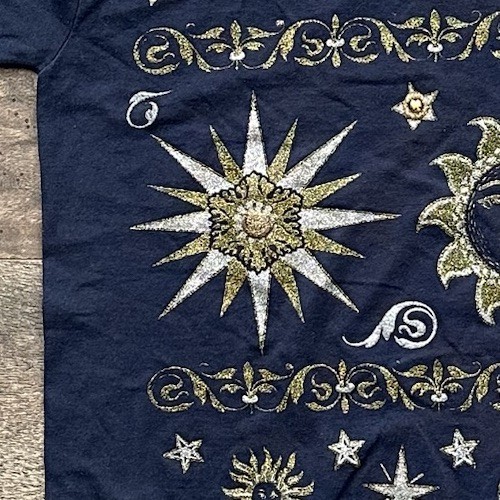 Vtg 90s BRUSH WORKS Celestial Sun Moon Stars Hand-Painted OS T-Shirt Whimsigoth