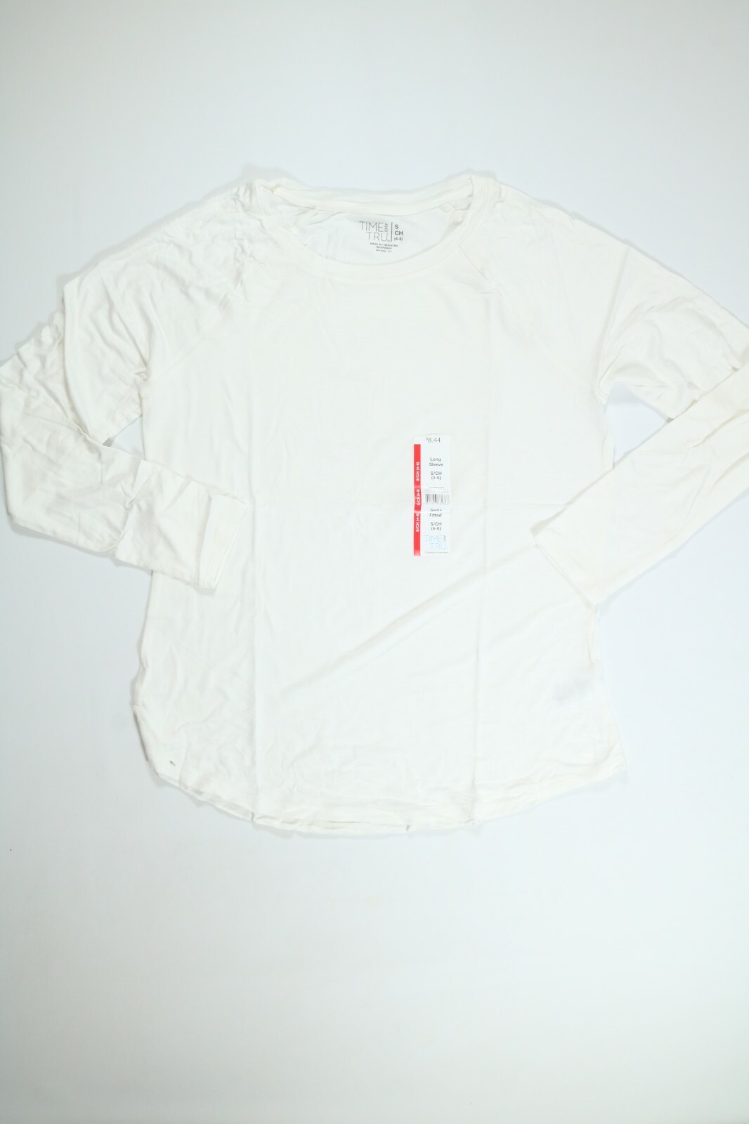 Women’s Time And Tru Winter White Long Sleeve Raglan T-Shirt NEW! NWT